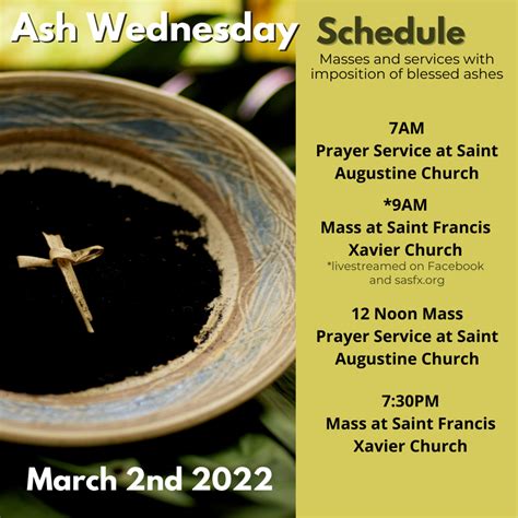 holy spirit ash wednesday schedule